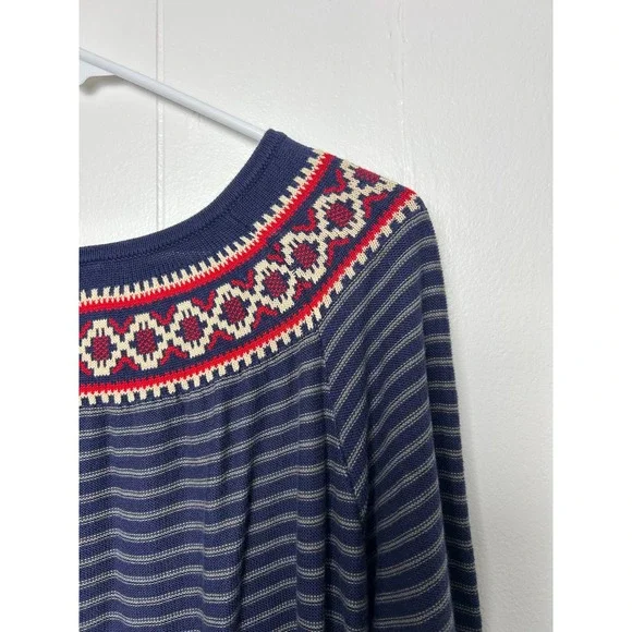 Hanna Andersson Dress Women's L Striped Knit Long Sleeve cotton‎ winter nordic - Picture 5 of 8